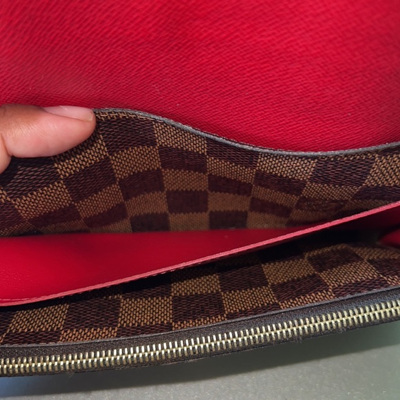 Louis Vuitton Brown/Red Long Damier Ebene Canvas Leather Emilie CA3185 Wallet - Picture 14 of 16